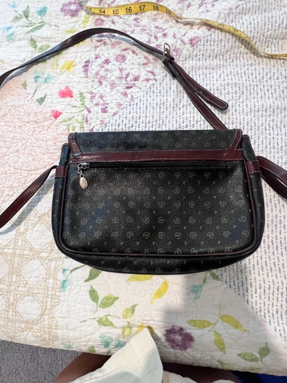 Vintage Pollini Made in Italy Monogram Leather Crossbody Bag
